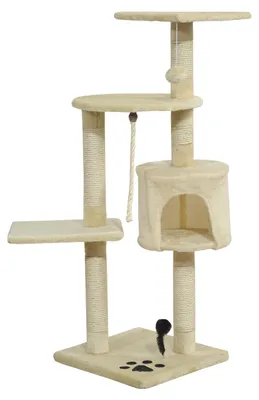 Produktbild von PawHut Katzenbaum Kratzbaum Katzenkratzbaum Sisalsäulen Höhle Spielbälle Beige