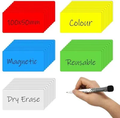 Produktbild von Magnetische Etikettbänder, 100 x 50 mm, 40 Stück, für Whiteboards, Kühlschränke, Metallregale und Schaplabels