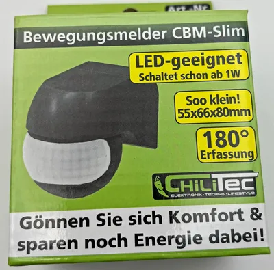 Produktbild von ChiliTec Bewegungsmelder Aussen IP44 180° Erfassung 12m Reichweite