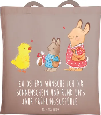 Produktbild von Mr. & Mrs. Panda Jutebeutel Ostern Geschenke - Braun Pastell - Geschenk, Shopping Tasche, Hase, Laptoptasche, Ostergeschenke, Uni, Tote Bag, Osterhase, Frühling, Küken