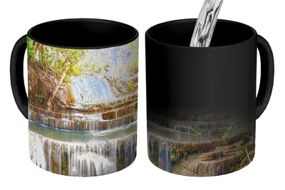 Obrázok produktu pre MuchoWow® Magický pohár Slnko - Vodopád - Krajina 350 ml Pohár na zmenu farby Darček Nápad na darček - Foto hrnček