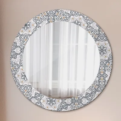 Produktbild von Wohnzimmer Spiegel - Mirror zum Wandspiegel Schlafzimmer – Schminkspiegel - Geometrisch Ornamente - Runder: Ø60 cm