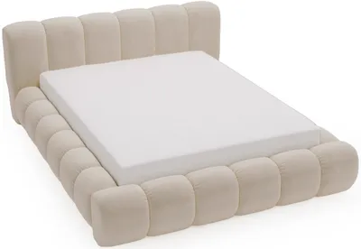 Obrázok produktu pre Čalúnená posteľ 180x200 Cloud – dvojposteľ s hrubou penovou výplňou, úložným priestorom, roštom – elegantný dizajn, béžová (Komodo 11)