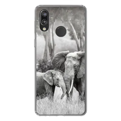 Produktbild von MuchoWow® Handyhülle Schutzhülle Hülle für Huawei P20 Lite (2020) Elefant - Tiere - Natur - Schwarz und weiß Silikon Softcase Handy Hülle - Kartenhalter