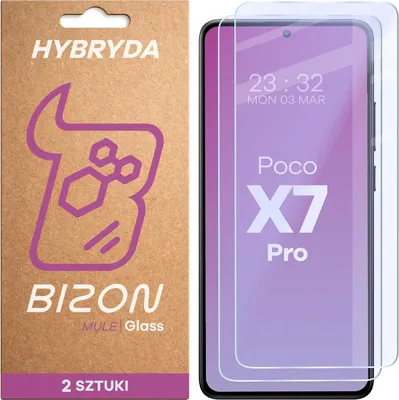 Produktbild von Flexibles Hybridglas für Xiaomi POCO X7 Pro, Bizon Glass Mule Duo, 2 Stück