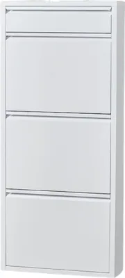 Produktbild von gowoll Schuhschrank Schmal Schuhregal Metall Hoch Schuhkipper mit Magnetische Abdeckung Metall Montiert Schuhregal Schmal (Weiß, 3+1 Klappen)
