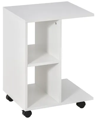 Productafbeelding van HOMCOM bijzettafel in C-vorm, koffietafel, salontafel, staantafel, wit
