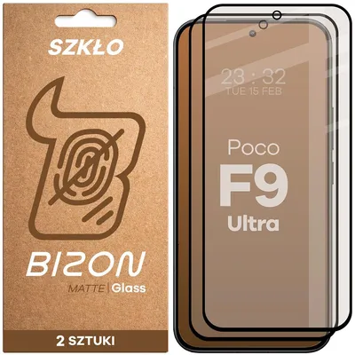 Produktbild von Mattes Hartglas für Xiaomi POCO F9 Ultra, Bizon Glass Matte Duo, Schwarzer Rahmen, 2 Stück