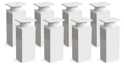 Zdjęcie produktu dla Regulowane nóżki meblowe, zestaw 8 sztuk, wysokość 80 mm, białe