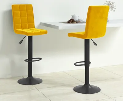 Produktbild von Design Möbel Barhocker 2er Set Senfgelb Samt - 2024 Neu