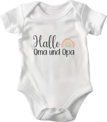 Produktbild von 22Feels Baumwolle Unisex Babybody Oma Opa Kurzarm Weiss Strampler Babyparty Geschenk Babshower Schlupfkragen Weicher Einteiler für Neugeborene Babys (6-12M)