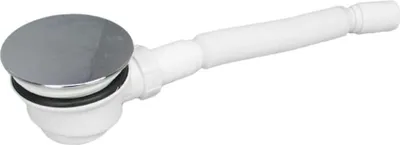 Produktbild von Grafner Set für Duschwanne, extraflache Ablaufgarnitur in Chrom, universal Ablauf Ø 84-96mm, Geruchsverschluss Haarsieb Chrom Abdeckung, flexibler Schlauch, Ablauf Dusche Siphon DN 50
