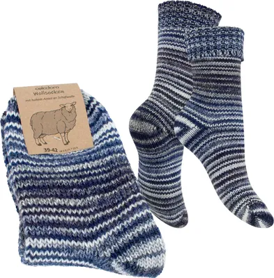 Produktbild von Celodoro Damen & Herren Mouline Wollsocken mit Umschlag (1 Paar) - Blau 39-42