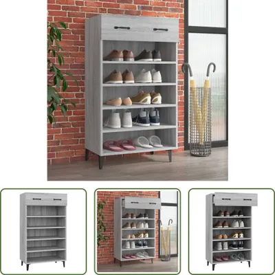 Produktbild von The Living Store Schuhschrank Grau Sonoma 60x35x105 cm Holzwerkstoff