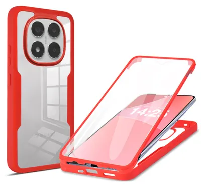 Produktbild von 360 Grad Rundum Schutz Handyhülle für Xiaomi Redmi Note 14 Pro Full Cover Vollschutz Case Farbe: Rot