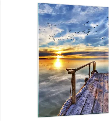 Produktbild von Bilder auf glas - Einteilig - See Brücke - 80x120cm - Glasbilder - Wandbilder - Bilder - Kunstdruck - zum Aufhängen bereit - Wanddekoration aus Glas - Glas Bilder - Wandbild auf Glas - GPA80x120-3963