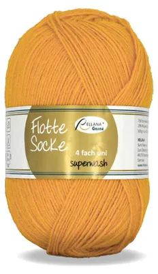 A ball of yellow yarn with a label wrapped around it.