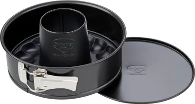 Produktbild von Dr. Oetker Springform mit Flach- und Rohrboden Ø 20 cm, Kuchenform mit Flachboden, runde Backform aus Stahl mit Antihaftbeschichtung (Farbe: schwarz)