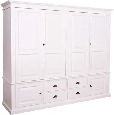 Produktbild von Casa Padrino Landhausstil Kleiderschrank Weiß 232 x 59 x H. 197 cm - Schlafzimmermöbel im Landhausstil