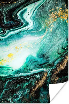 Produktbild von MuchoWow® Poster Marmoroptik - Blau - Gold - Glitzer - Luxus - Marmor 80x120 cm - Papierdruck