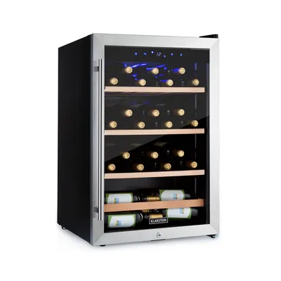 Produktbild von Klarstein Weinkühlschrank, Getränkekühlschrank Schmal, Kühlschrank mit Glastür, Getränkekühlschränke Freistehend, Weinkühlschrank Klein, Weinkühlschränke 1 Zone, UV-Schutz, 4-18 °C, 48 Flaschen