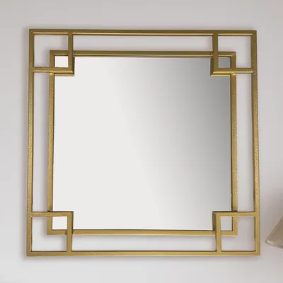 Wandspiegel 80x80 cm Metall Design Hängespiegel  - Eisen Dekospiegel Quadratisch mit Rahmen - Spiegel Wand Groß - Flurspiegel Garderobenspiegel Modern_#sku_SAFWL7.108#