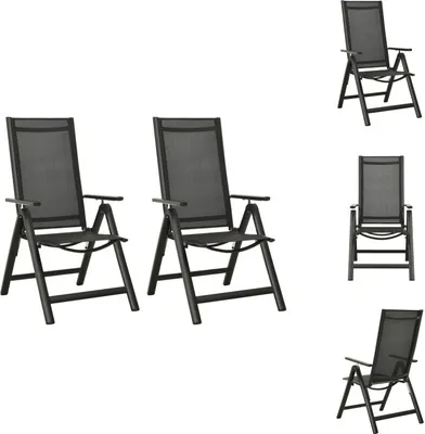 Image de vidaXL Chaises de jardin pliantes 2 pcs. Textilène et aluminium noir - Chaises de jardin
