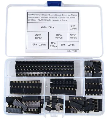 Buchsenleisten-Set 128 Stk., 2,54 mm, gerade, 4–40 Pins