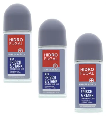 Produktbild von 3 x Hidrofugal Men Frisch & Stark Deo Roll-on je 50ml Antitranspirant