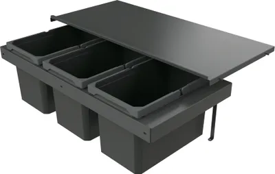 Obrázek produktu pro Naber 8013396 Odpadkový koš Cox Stand-UP® 280 S/900-3, antracit, 48 (3x16) litrů / šířka skříňky 90 cm