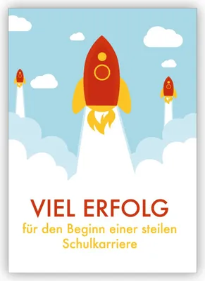 Produktbild von Coole Einschulungs Glückwunschkarte für Schul Anfänger, zur Umschulung mit Rakete: Viel Erfolg für den Beginn einer steilen Schulkarriere
