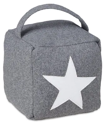 Produktbild von Sternförmiger Türstopper, Türpuffer aus Stoff, freistehend, hoch, mit Griff, dekorativ, H x B x T: 20 x 15 x 15 cm, grau, dunkelgrau