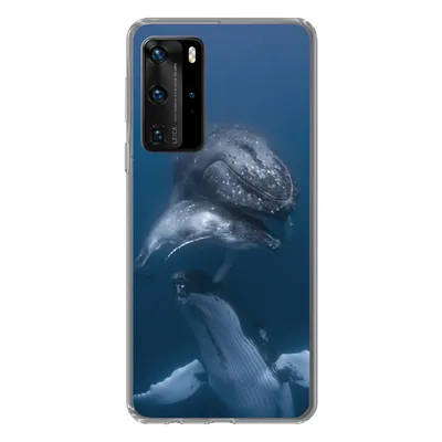 Produktbild von MuchoWow® Handyhülle Schutzhülle Hülle für Huawei P40 Pro Wale - Meer - Familie Silikon Softcase Handy Hülle - Schutz
