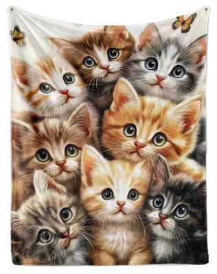 Immagine prodotto di Coperte in pile morbido con motivo di gatti, dimensioni 150x200 cm