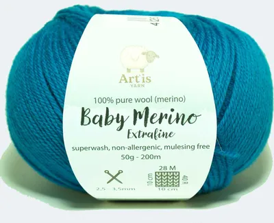 Image de Baby Merino Extrafine Art'is Yarn 100 % laine | Sans mulesing & Superwash (50 g / 200 m) (19 turquoise)