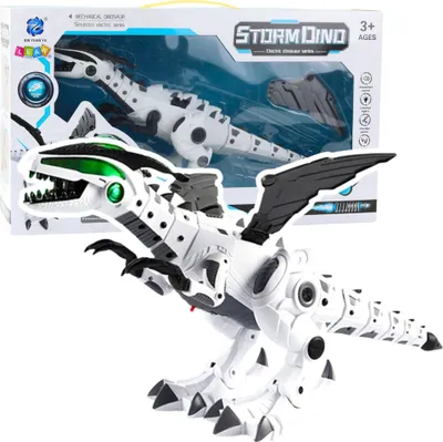 Obrázek produktu pro Baterie Dinosaur Robot Pohyblivá křídla Světla Zvuk Bílá