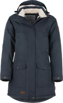 Blue Wave Damen Funktionsparka Outdoor-Jacke Anke - Funktionsmantel Funktionsjacke mit Fleece-Rücken und Kapuze in Marine Größe 44