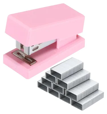 Mini-Heftgerät mit 1000 Heftklammern, 20 Blatt, rosa, tragbar