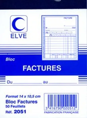 Produktbild von ELVE livre de formulaire ''bloc facture'', 140 x 105 mm 50 feuilles 2051