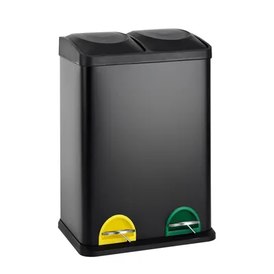 Image de SVITA TC2X20 Seau de cuisine Office 40L Poubelle de tri sélectif Acier Noir