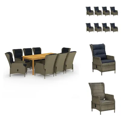 Produktbild von vidaXL 9-tlg. Garten-Essgruppe Braun -  Gartenmöbel-Sets