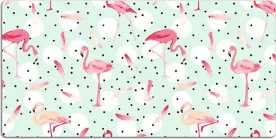 Produktbild von Schreibtischmatte Tischunterlage 90x45 cm Mauspad - Flamingos und Punkte