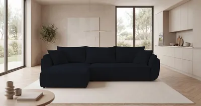 Produktbild von CORNERO Ecksofa mit Schlaffunktion SYDNEY Sofa L-Form Couch mit Bettkasten Eckcouch mit Stauraum Schwarz Ottomane links