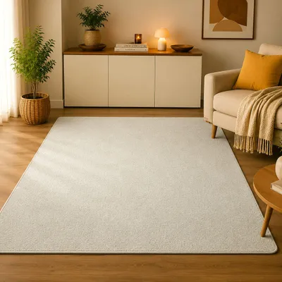 Produktbild von Steffensmeier Kurzflor Teppich Levanto Moderner Kurzflor Wohnzimmerteppich, strapazierfähig und pflegeleicht Creme, Größe: 240x240 cm