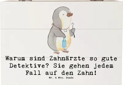 Produktbild von Mr. & Mrs. Panda Geschenkbox Zahnarzt Detektiv 22 x 15 cm - Weiß - Geschenk, Box, Schatzkiste, Berufsprodukte, schatztruhe, Familie, Berufe, Berufsliebe, Zahnpraxis