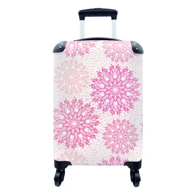 Produktbild von MuchoWow® Koffer Handgepäck Trolley Rollkoffer Kleine Reisekoffer mit 4 Rollen - Weihnachten - Sterne - Rosa - Muster - Cabin Size < 55x40x23 cm & 55x40x20 cm - Fotokoffer - Kabinenkoffer - Boardgepäck - Reise-Box - Reisekoffer - Reisegepäck - Koffer mit Bild - Trolley für Kinder