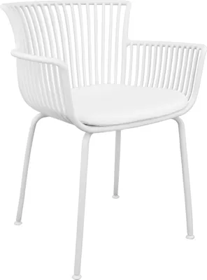 Produktbild von Gartenstuhl Otis Weiss, ergonomische Rückenlehne, Armlehnen, B 59 cm, H 82 cm