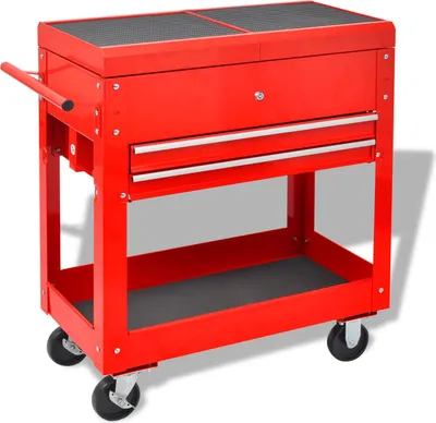 Produktbild von Cloris Designermöbel Werkzeugwagen Rot 70,5x37x71cm Stahl - Bollerwagen HOMMIE573872