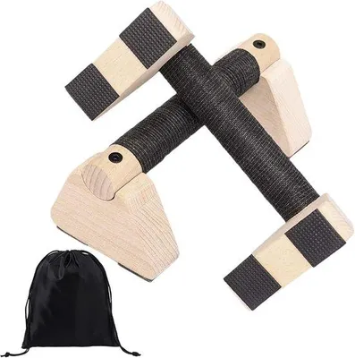 Produktbild von Ergonomische Liegestützstangen – Holzliegestützgriffe – Langlebig und stabil – Für Calisthenics-Training