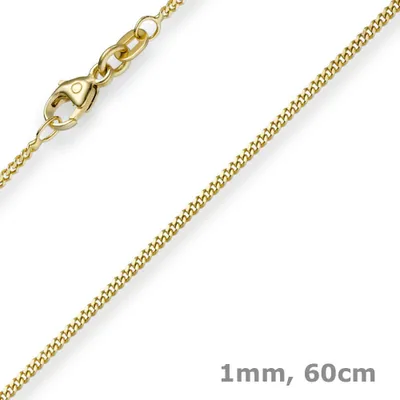 Produktbild von 1mm feine Panzerkette 585 Gold Gelbgold, Kette Collier Halskette, 60cm